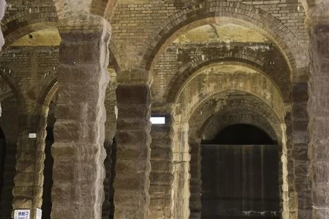 A pillars supporting the ceiling in SSP Service Reservoir April 15 2023 Stock Photos