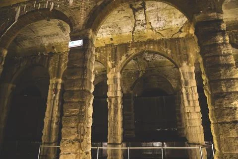 A pillars supporting the ceiling in SSP Service Reservoir April 15 2023 Stock Photos