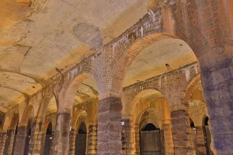 A pillars supporting the ceiling in SSP Service Reservoir April 22 2023 Stock Photos