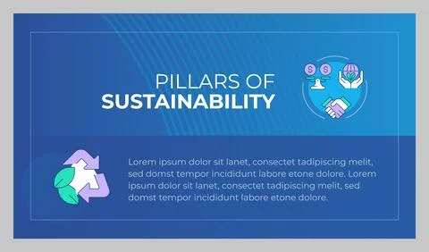 Pillars of sustainability presentation slide template Stock Illustration