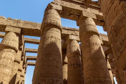 Pillars Temple of Karnak Stock Photos