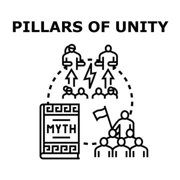 Pillars of unity concept forming strong social foundation Stock Illustration
