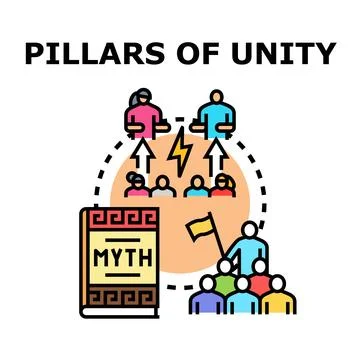 Pillars of unity concept forming strong social foundation Stock Illustration