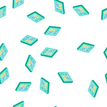 Pillbox container isometric icon seamless pattern color Illustrazione stock
