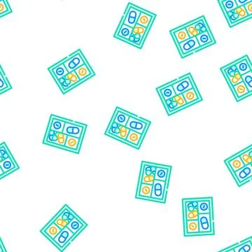 Pillbox container vector seamless pattern color Stock Illustration