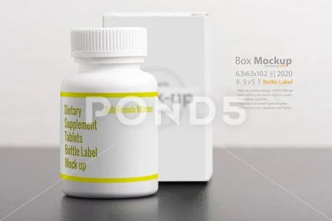 Pillbox dietary supplement bottle with package on background mock-up series PSD Template