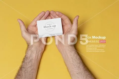 A pillbox in hands mock-up series PSD Template