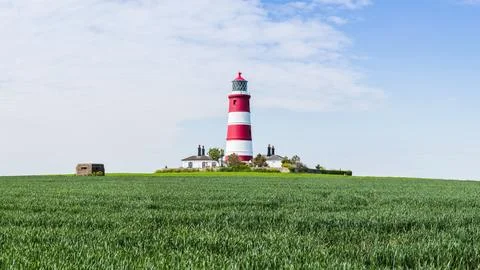 Pillbox next to Happisburgh lighthouse Stock Photos