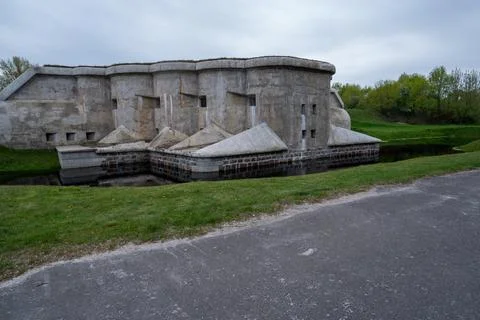 Pillboxes of a complex of fortifications from the Second World War. Stock Photos
