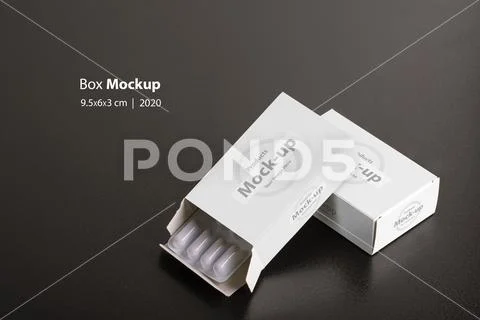 Pillboxes with loafs of tablets on dark background mock-up series Plantilla PSD
