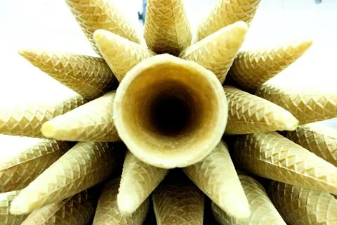 A pille of cornets in perspective Stock Photos