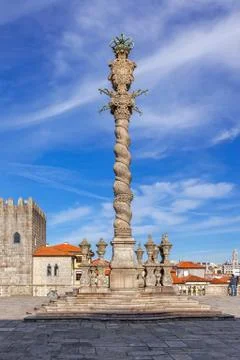 The Pillory placed in the Cathedral Square aka Terreiro da Se Stock Photos