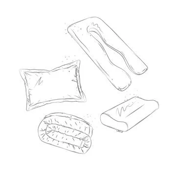 Pillow and blanket elements set white 库存插图