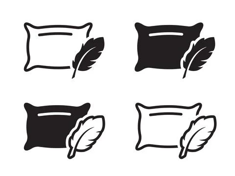 Pillow and feather icon. Soft and fluffy pillow. Fabric textile bedding sig.. Stock Illustration