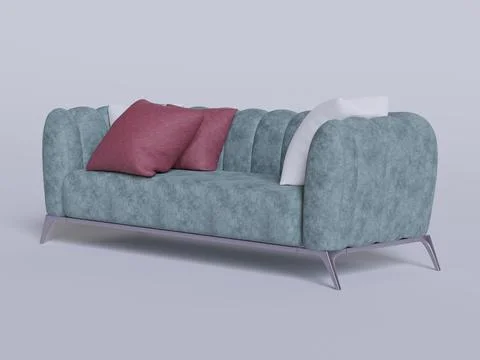 Pillow and sofa render Illustrazione stock