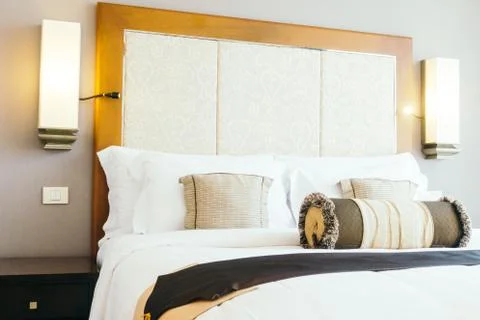 Pillow on bed Foto stock