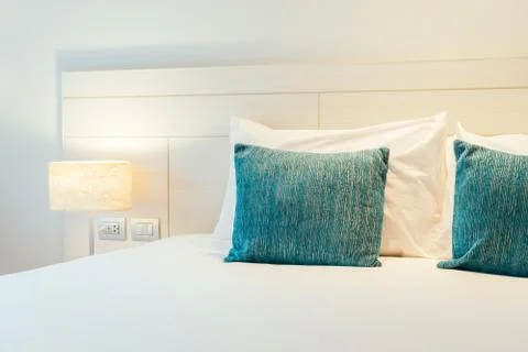 Pillow on bed Foto stock