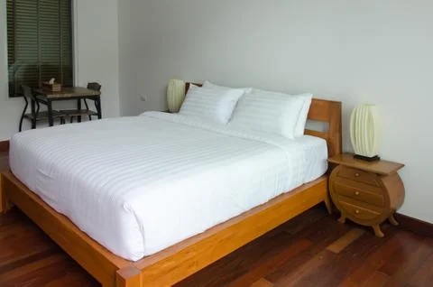 Pillow on bedrooms Stock Photos