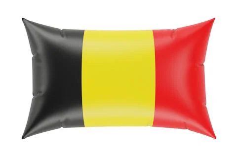 Pillow with Belgian flag. 3D rendering Stock Illustration