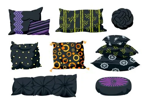 Pillow black cartoon decorative pattern vector Ilustración de archivo