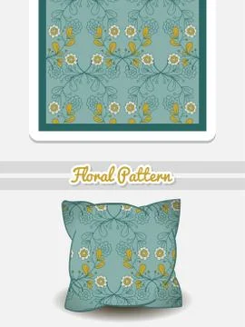 Pillow Blue Flowers Stock Illustration