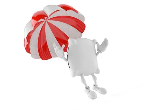 Pillow character with parachute 스톡 일러스트