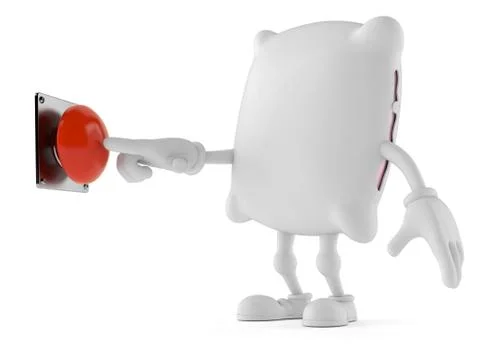 Pillow character with push button Stock Illustration