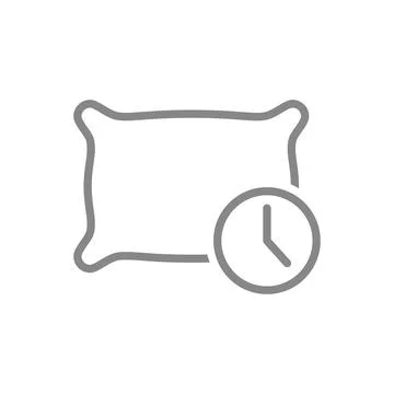 Pillow with a clock line icon. Planning a sleep schedule symbol. Vector イラスト素材