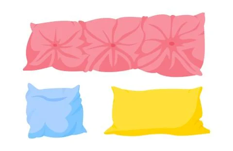 Pillow colored flat cartoon sofa cushion vector Stock Illustration