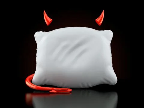Pillow with devil horns and tail 스톡 일러스트