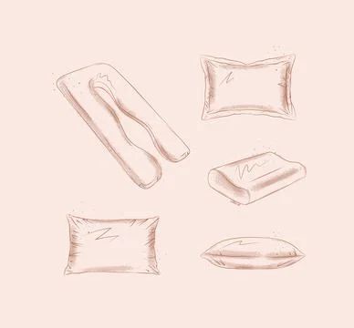 Pillow elements set beige Stock Illustration