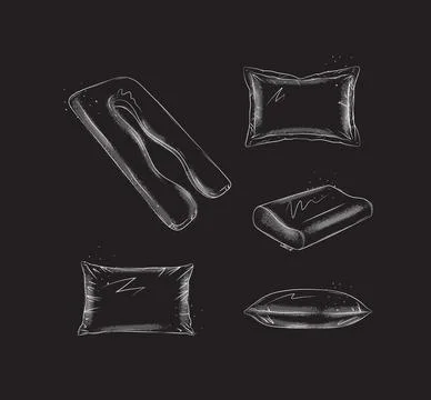 Pillow elements set black Stock Illustration