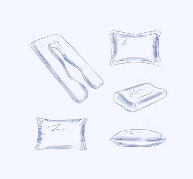 Pillow elements set blue Stock Illustration