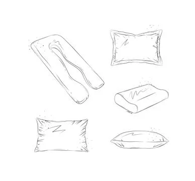 Pillow elements set white Stock Illustration