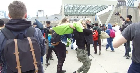 Pillow fight Stock Footage 74055590