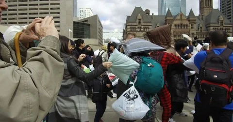 Pillow fight Stock Footage 74059120
