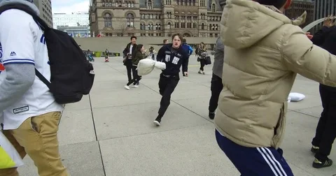 Pillow fight Stock Footage 74065579