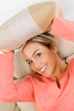 Pillow on head. Stock Photos