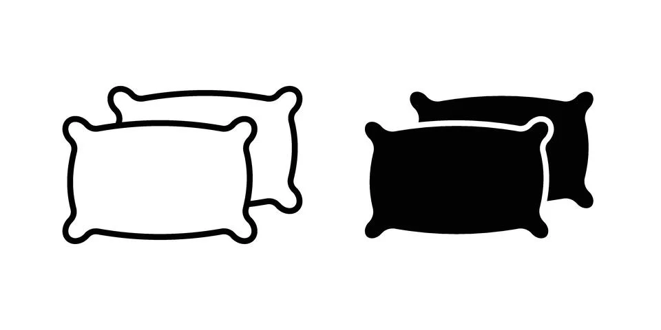 Pillow icon silhouette vector set. thin line pack Stock Illustration