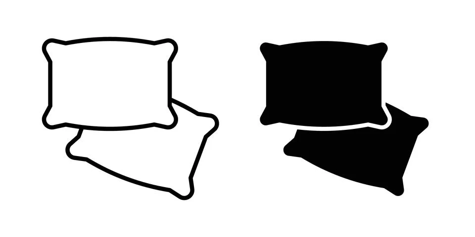 Pillow icon solid, line, and editable vector set. Stock Illustration