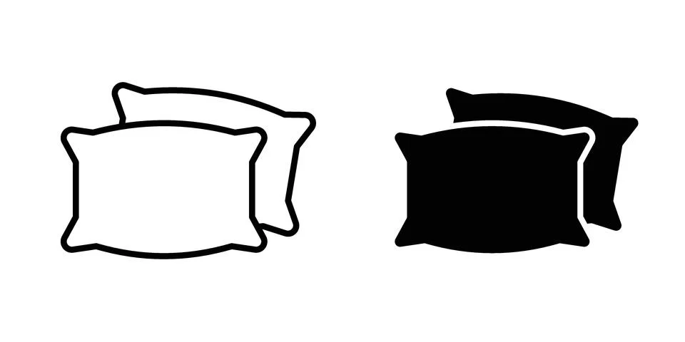 Pillow icon vector concepts, line and silhouette style Stock Illustration