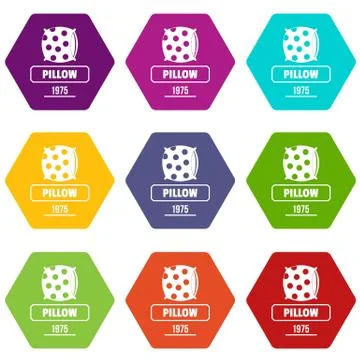 Pillow icons set 9 vector Stock Illustration
