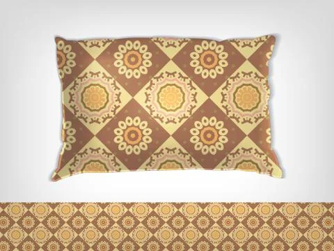 Pillow with indian pattern mockup Stock Illustration