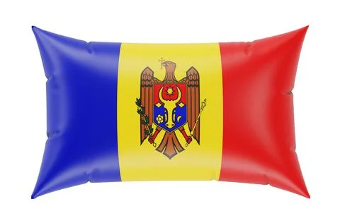 Pillow with Moldovan flag. 3D rendering Stock Illustration