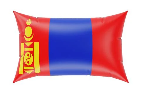 Pillow with Mongolian flag. 3D rendering Stock Illustration