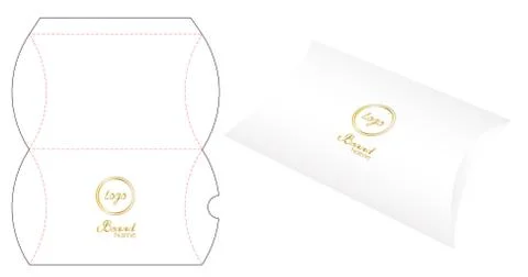 Pillow pack box die-cut template mockup 3d Illustrazione stock