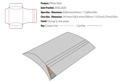 Pillow Pack packaging design template gluing die cut - vector-eps Illustrazione stock