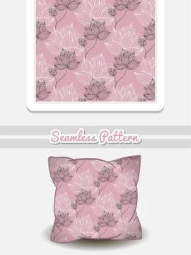 Pillow With Pink Floral Pattern Stock Illustration