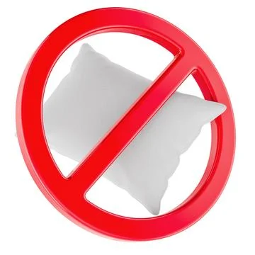 Pillow with prohibition sign, 3d rendering Stock Illustration