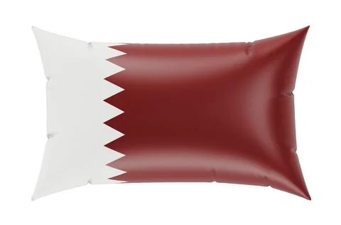 Pillow with Qatari flag. 3D rendering Stockillustratie